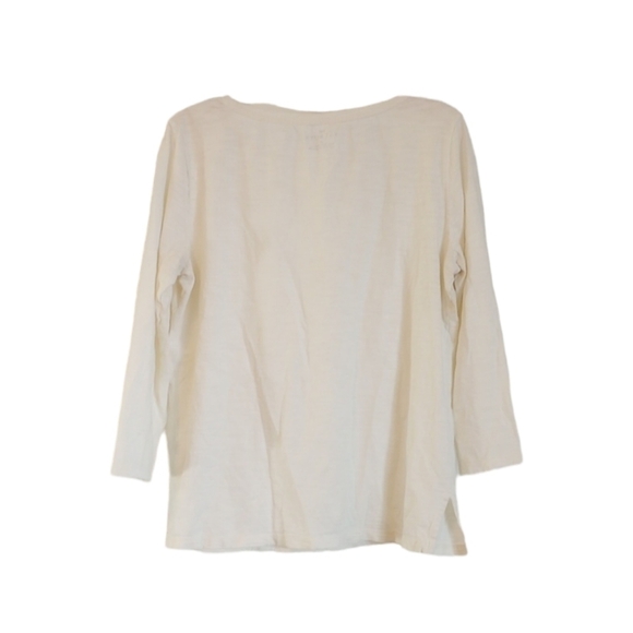 Talbots Womens Blouse Sz M Cream 100% Cotton 3/4 Sleeves Lace Detail Spring Cute - Picture 5 of 8